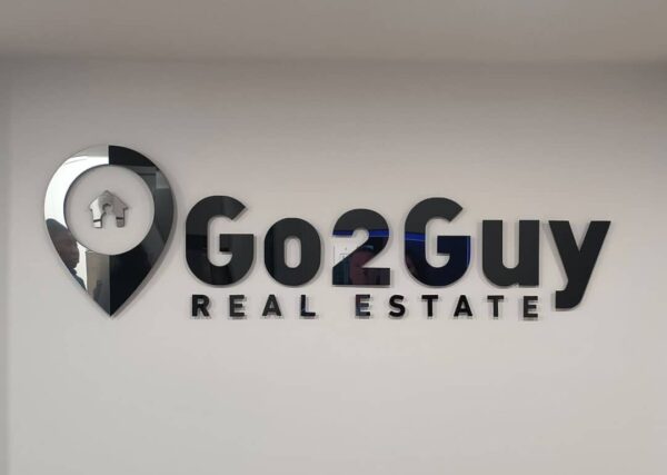 Hotel lobby wall signage